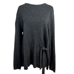 J. Jill Cotton Acrylic Silk Blend Speckled Long Sleeve Side Tie Sweater Size L
